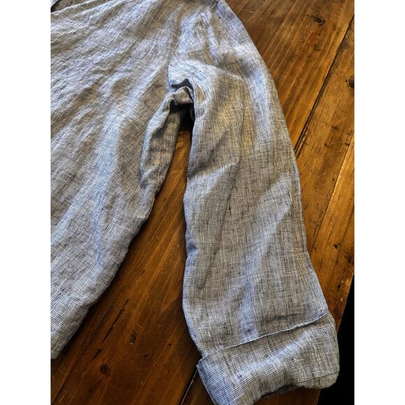 Flax Size Medium Button Front Shirt Top 100% Linen Blouse Lagenlook Artsy - Picture 5 of 12